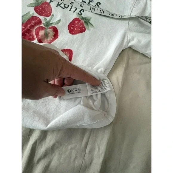 Zara Kids Girls Strawberry Print T-Shirt White Short Sleeve Size 8-9 Cute Tee - Picture 12 of 14